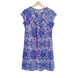 Lola Bright Printed V-neck Sports Dress, Size Large